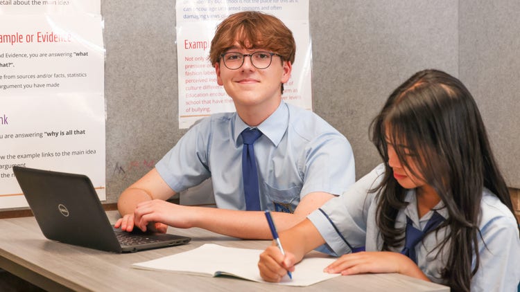 Students working in class