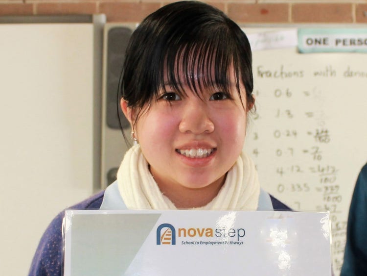 A student receiving an award