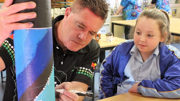 External instructor demonstrating how to paint