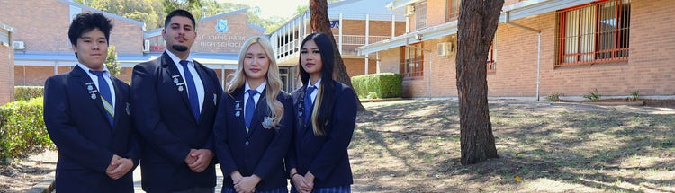 School captains in front of the school